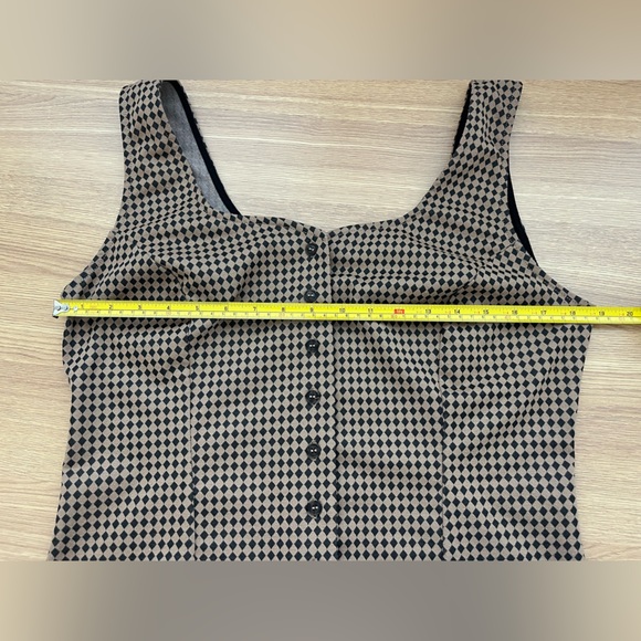 Maeve Jacquard Bustier Top XL Tan Black Button Front Tank Top Boho Neutral EUC - Picture 7 of 8